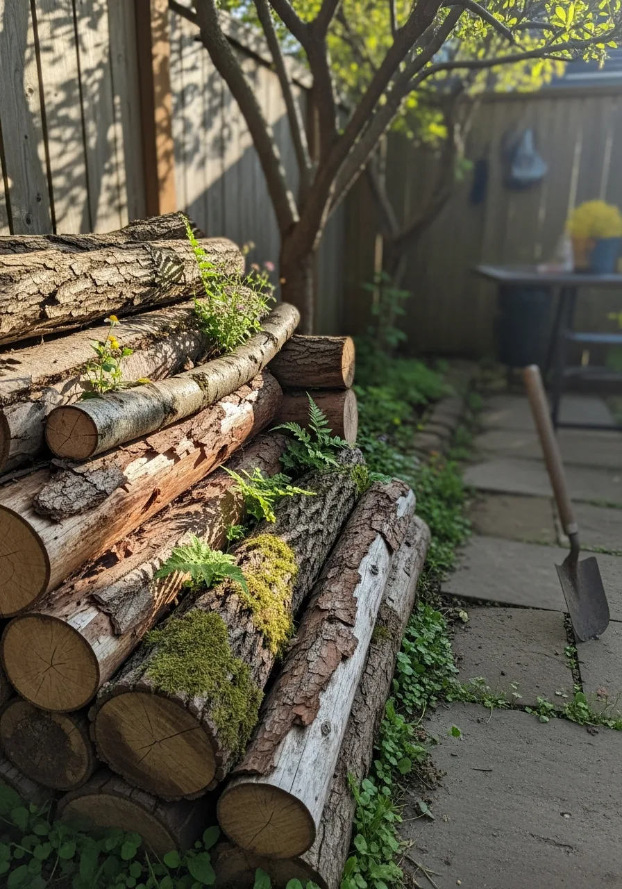 11. Log Wildlife Habitat Corner