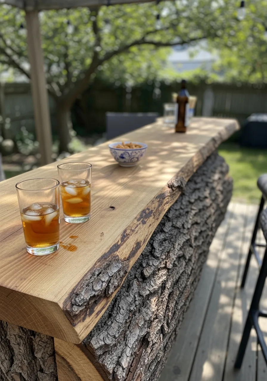 16. Log Outdoor Bar Counter