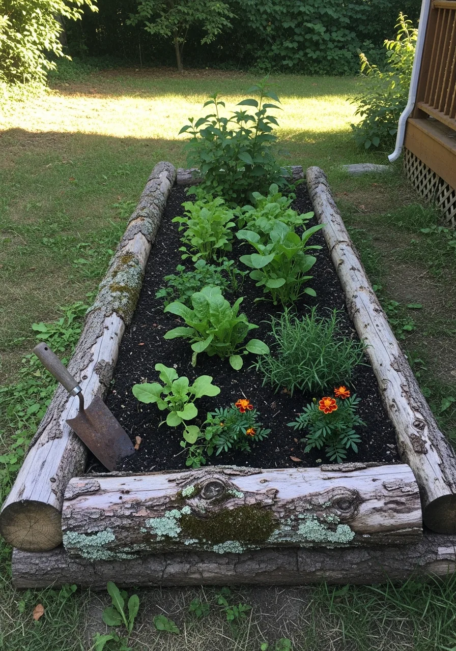 19. Natural Log Edge Garden Bed