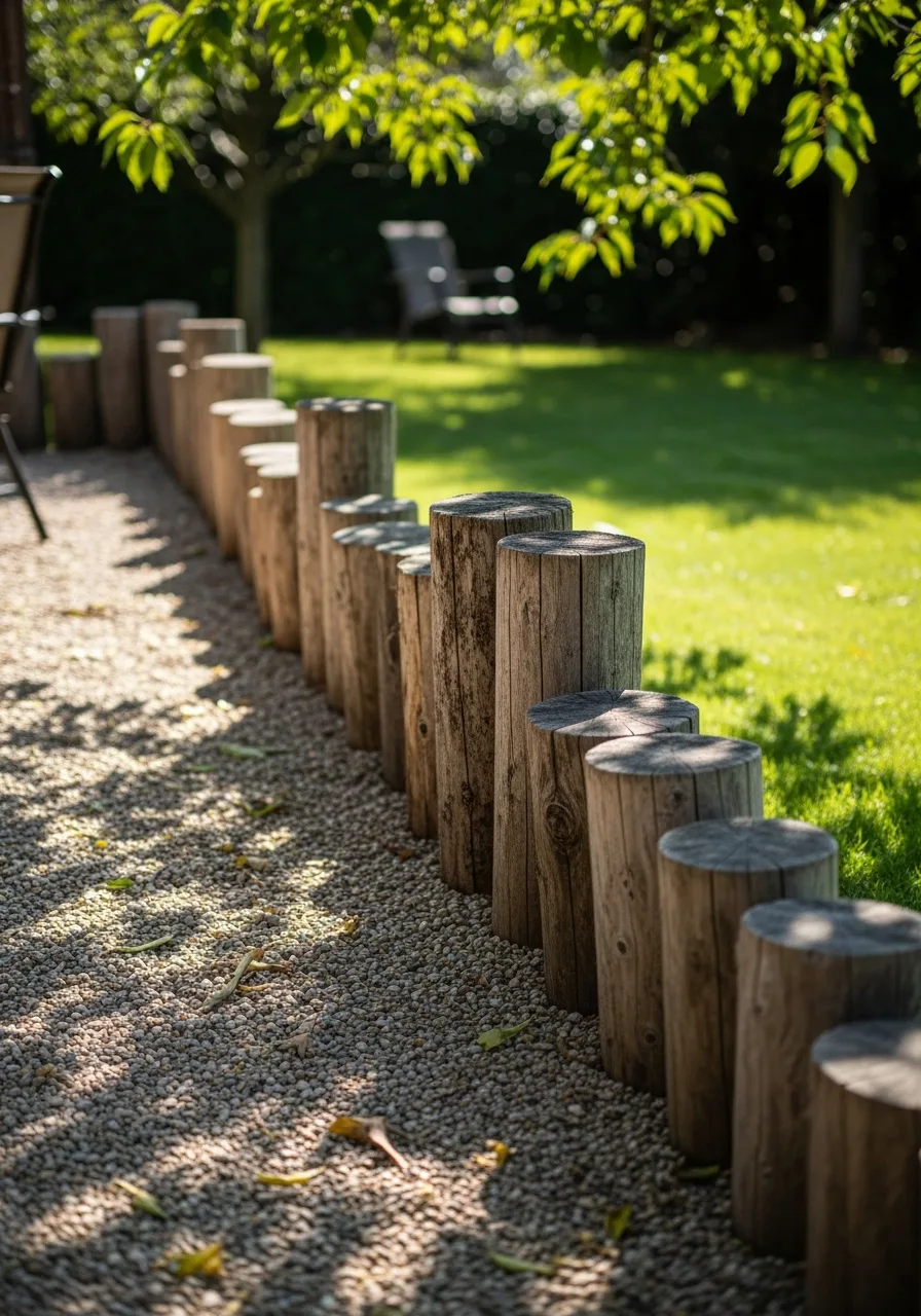 20. Log Patio Border Design