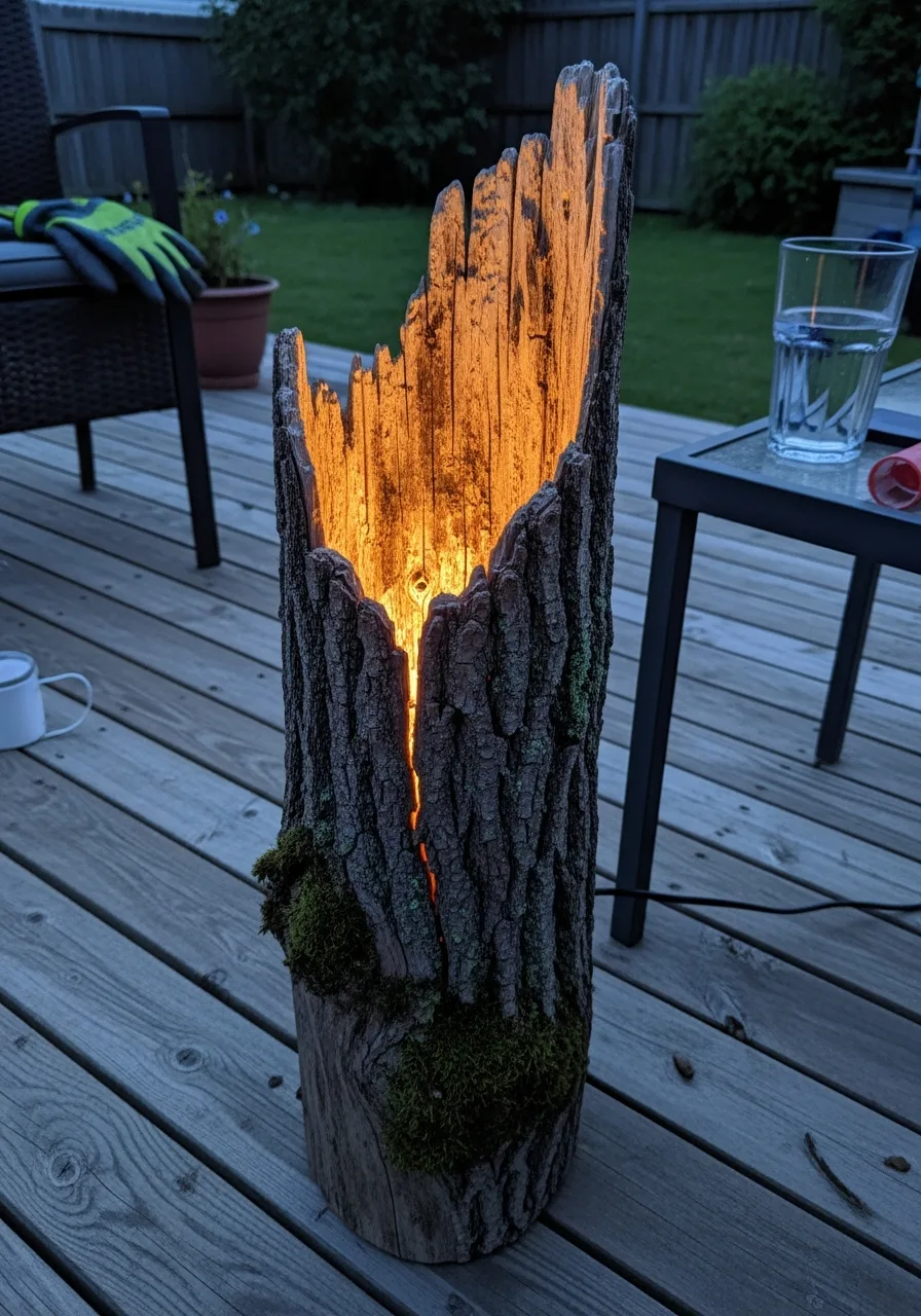 21. Log Outdoor Lighting Feature