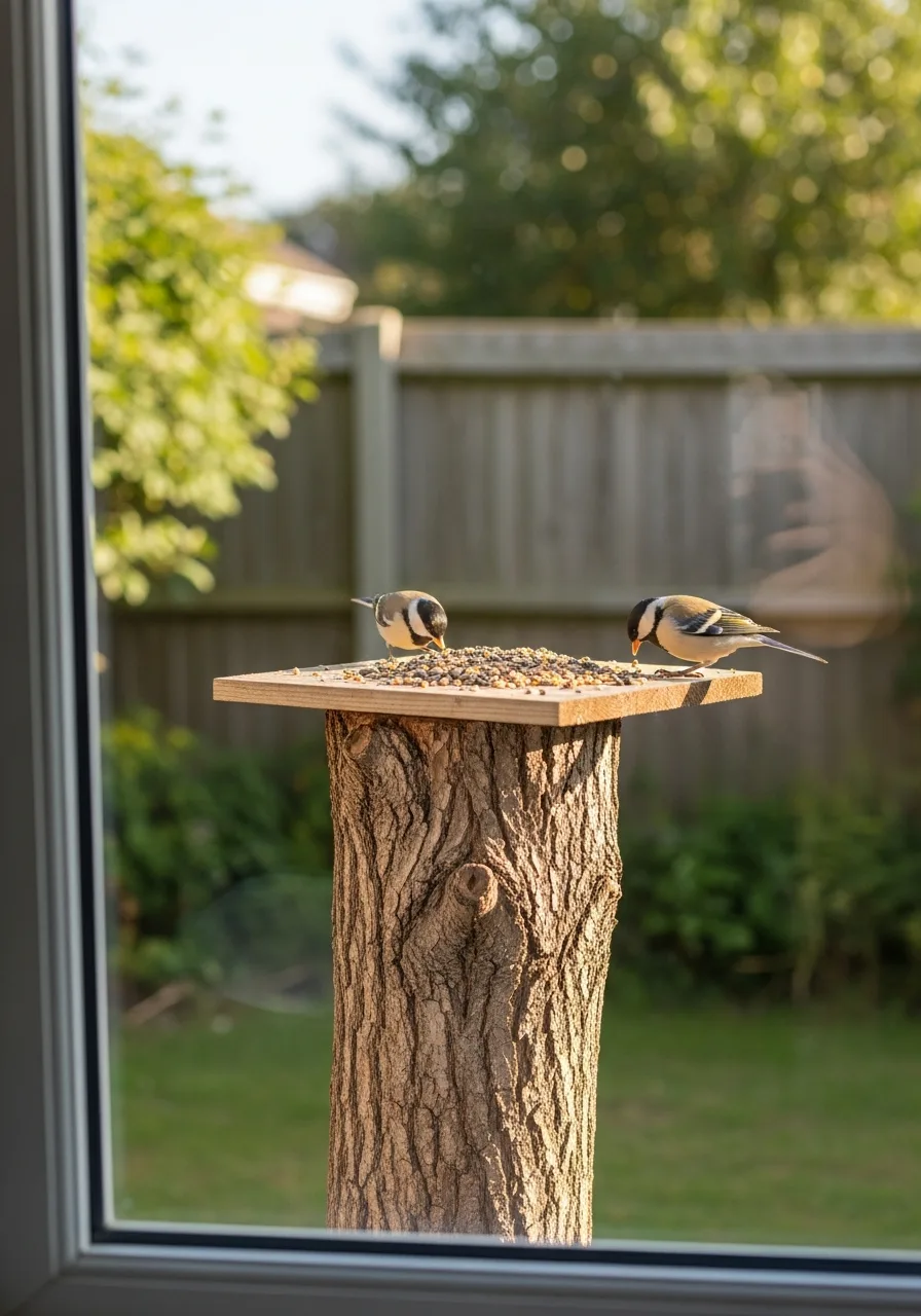 23. Log Bird Feeder Stand