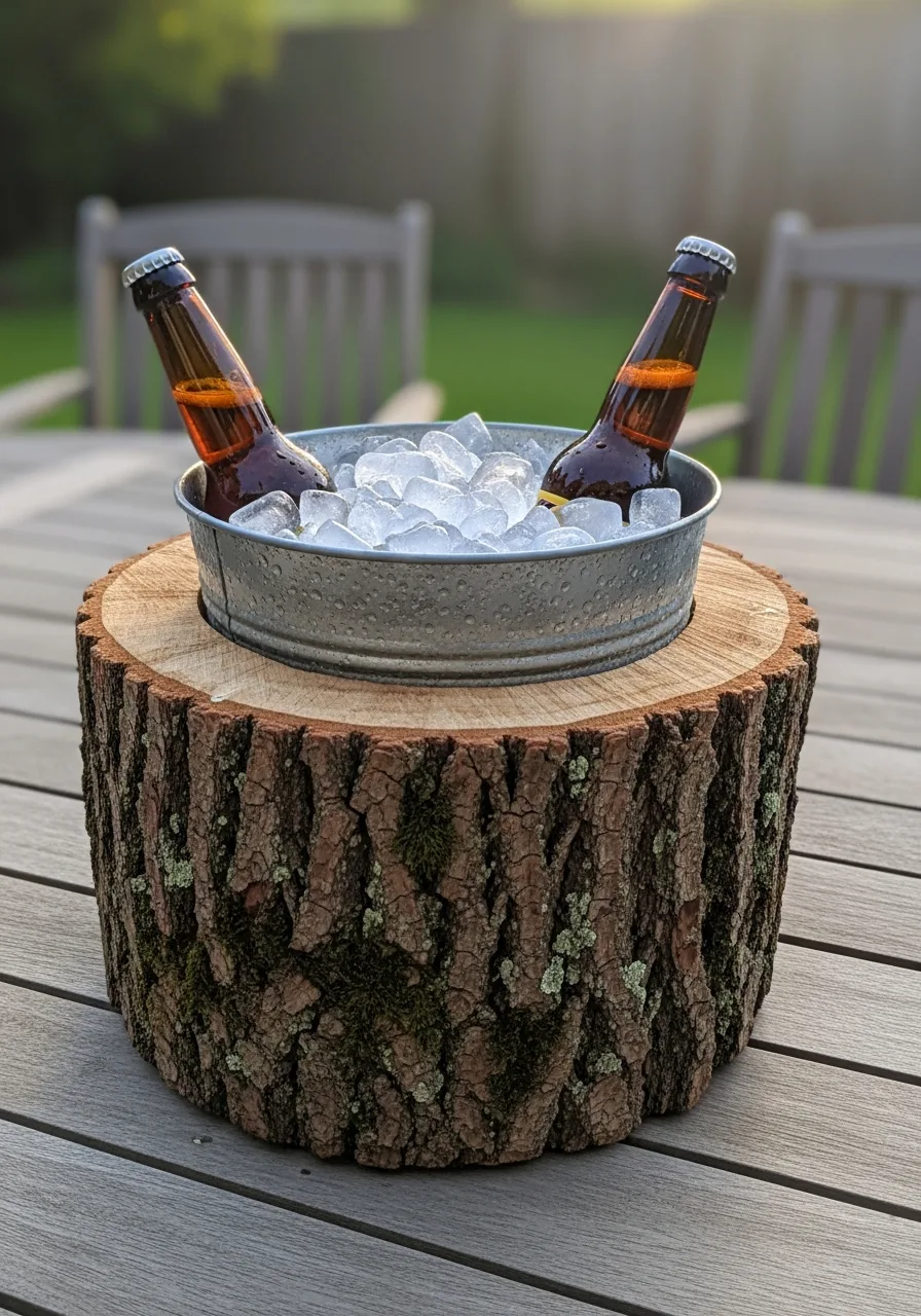 25. Log Ice Bucket Holder