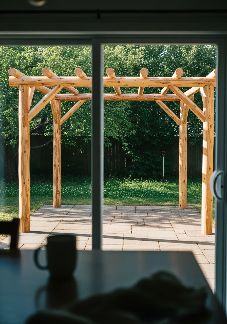 27. Raw Timber Pergola Frame