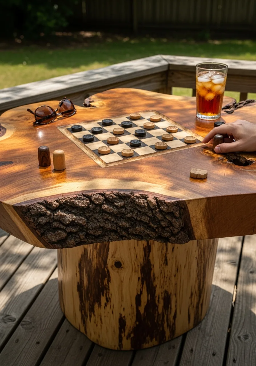 29. Log Outdoor Game Table