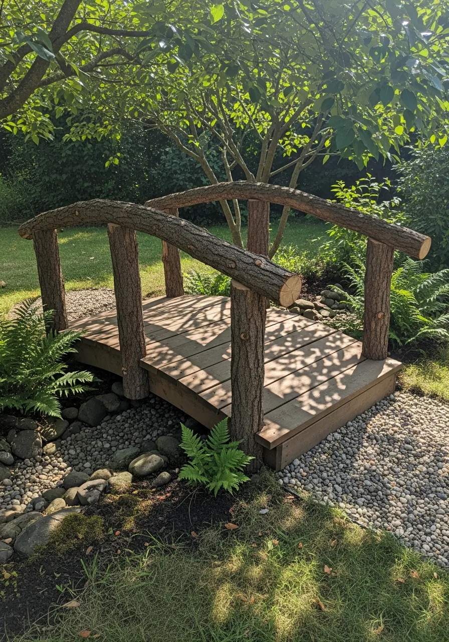 30. Log Garden Bridge Accent