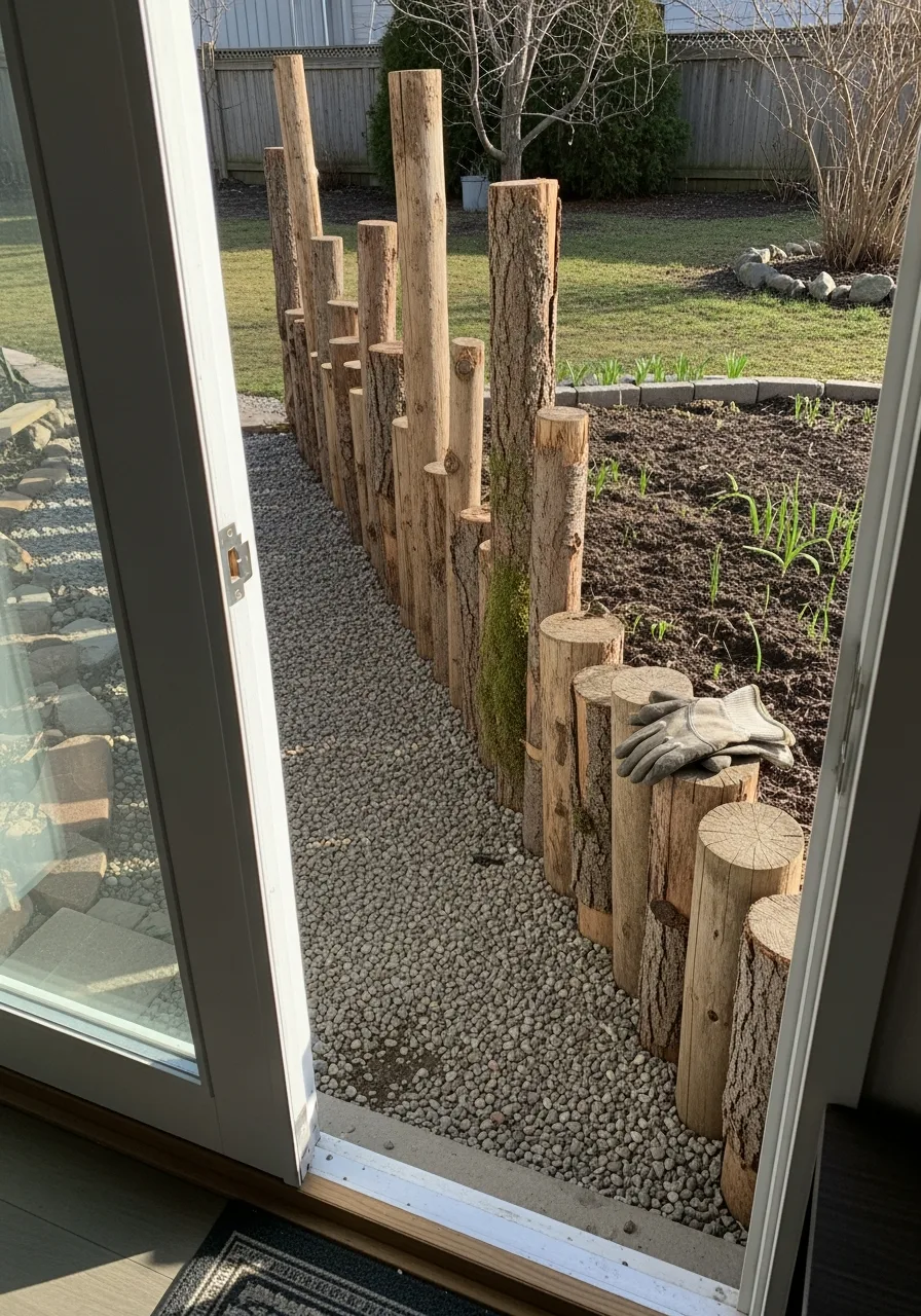 33. Log Garden Divider Wall