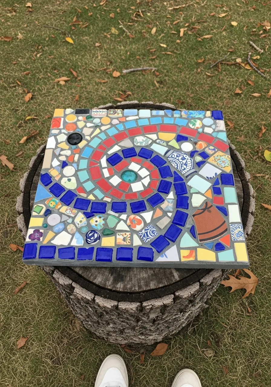 18. Stump Mosaic Art Top