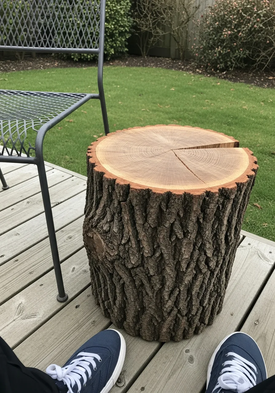 3. Tree Stump Side Table