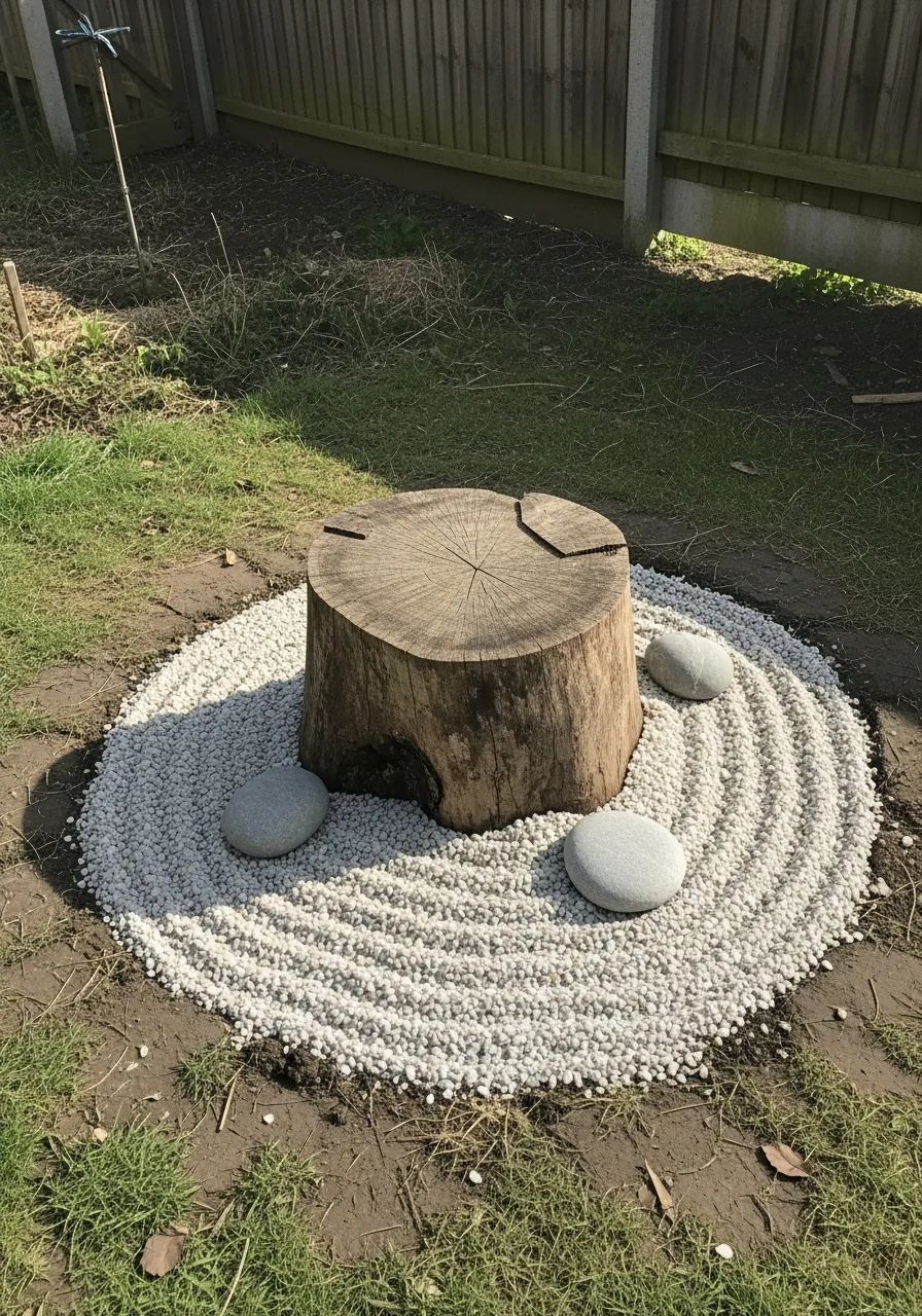 33. Stump Zen Garden Design