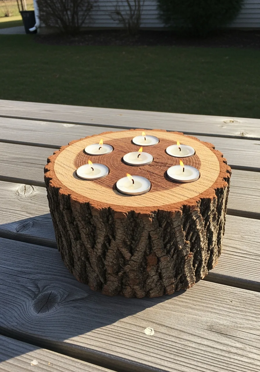 7. Stump Candle Holder Centerpiece