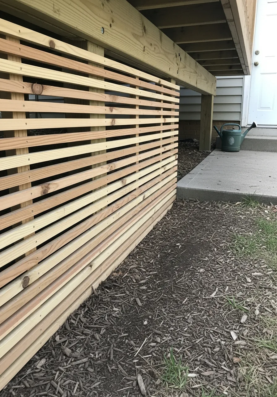 3. Horizontal Wood Slat Skirting