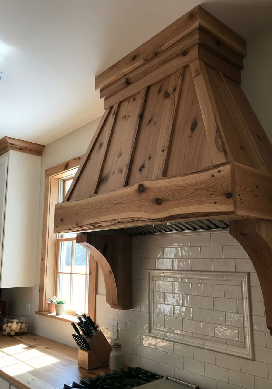 25. Knotty Alder Rustic Range Hood