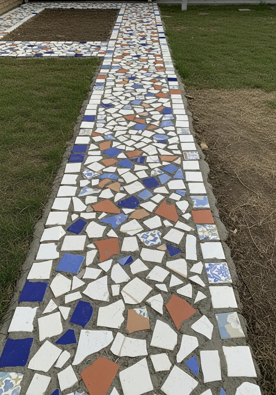 24. Broken Tile Mosaic Path