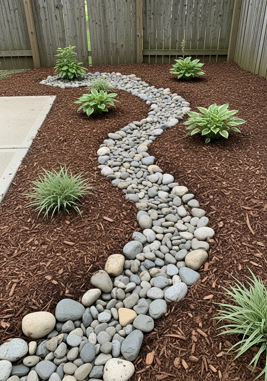 13. Mulch Dry Creek Bed