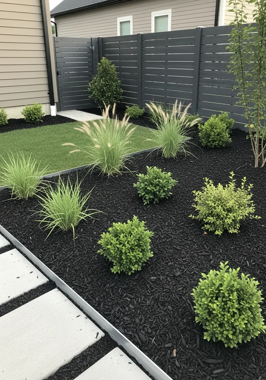 4. Black Mulch Modern Garden