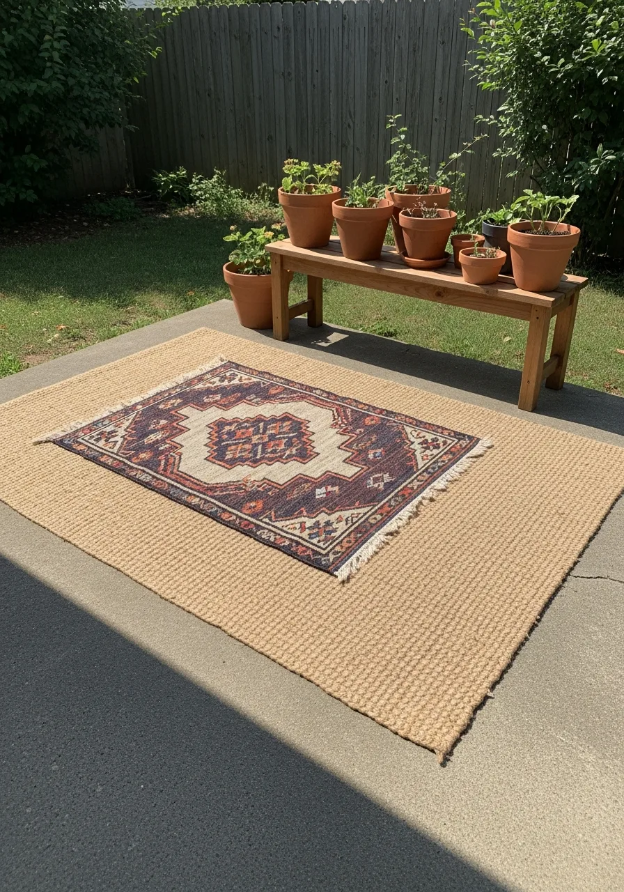 2. Outdoor Rug Layering