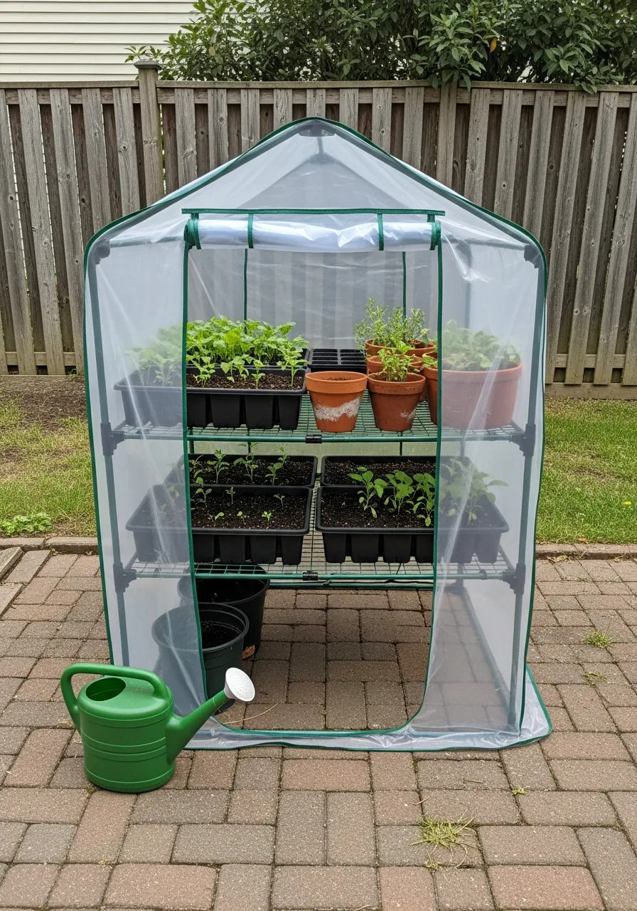 24. Portable Greenhouse Setup