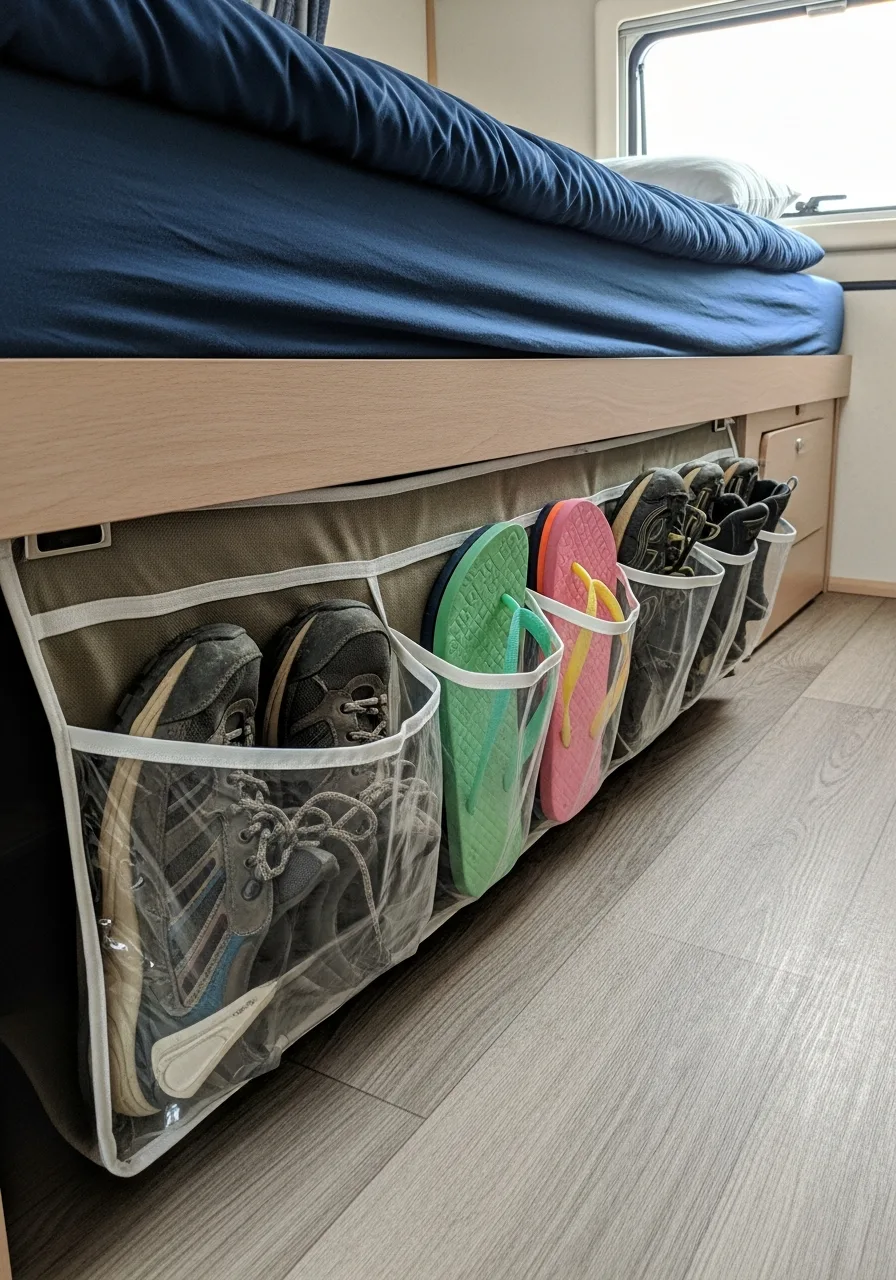 39. Under-Bed Shoe Pockets