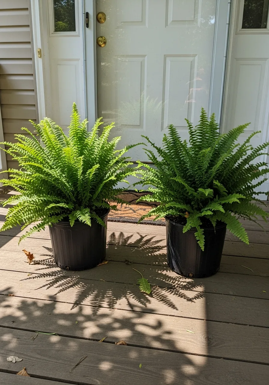 2. Large Potted Ferns