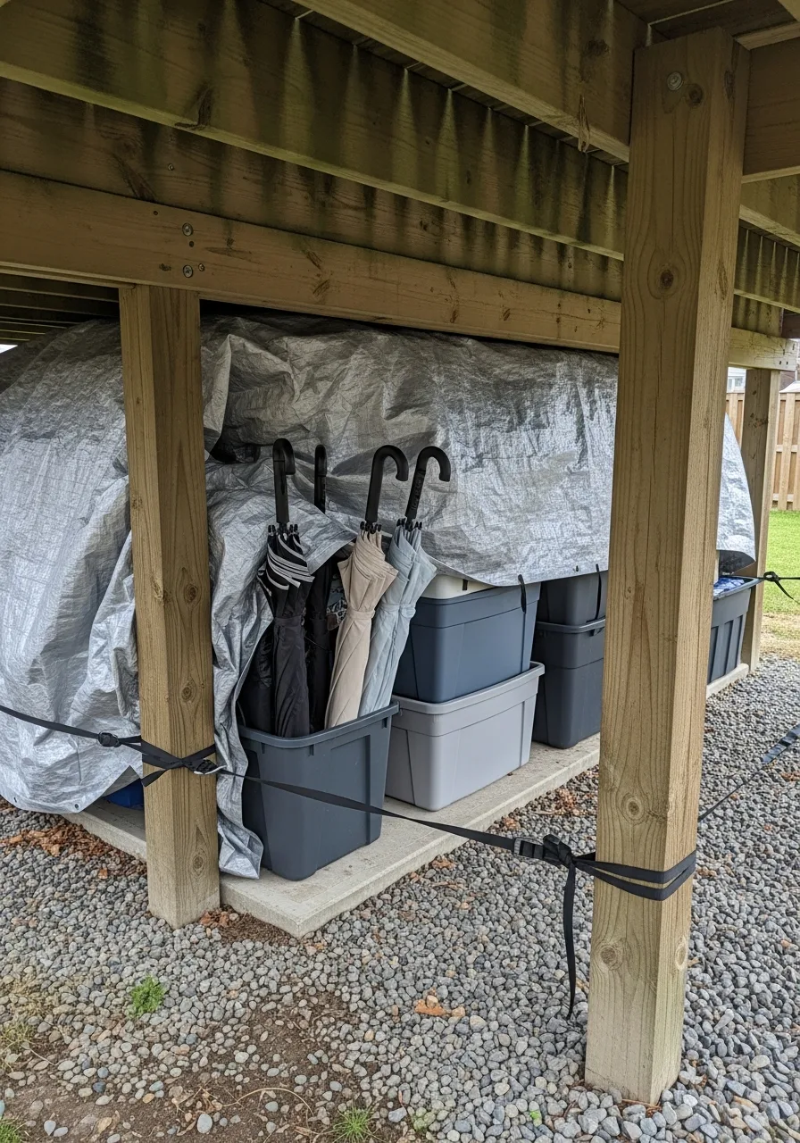 18. Tarp-Covered Storage Area