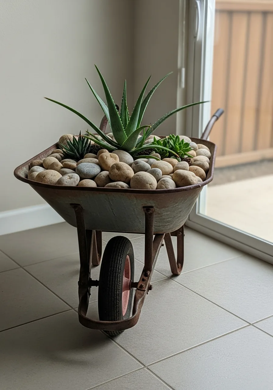 16. Desert River Rock Wheelbarrow