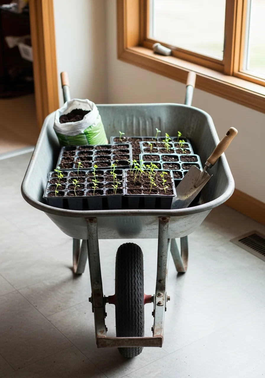 17. Mobile Seed Starter Wheelbarrow