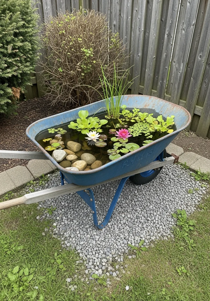 25. Wheelbarrow Water Garden