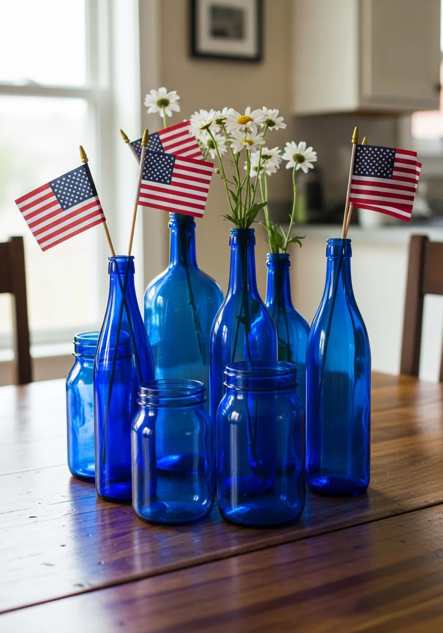 23. Blue Glass Bottles