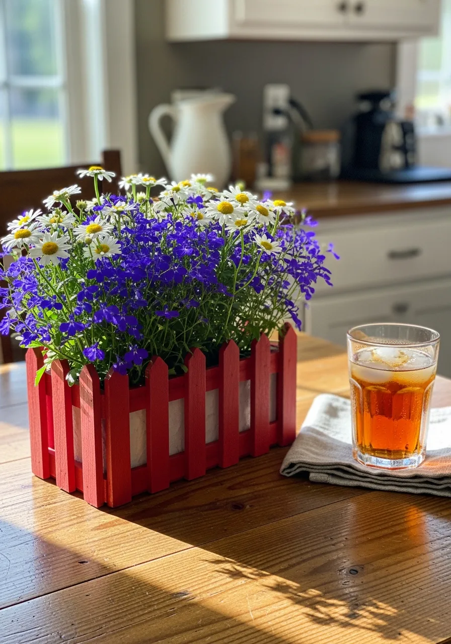 31. Red Picket Fence Planter