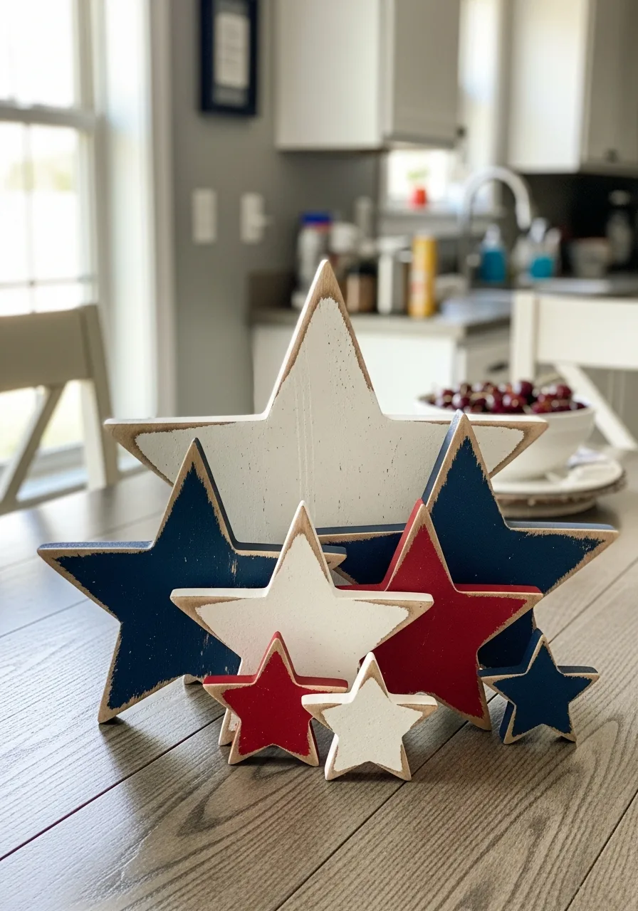 4. Painted Wooden Stars