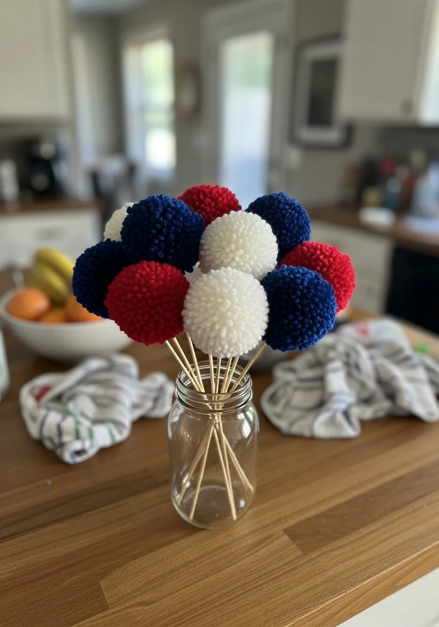 45. Patriotic Pom Pom Bouquet