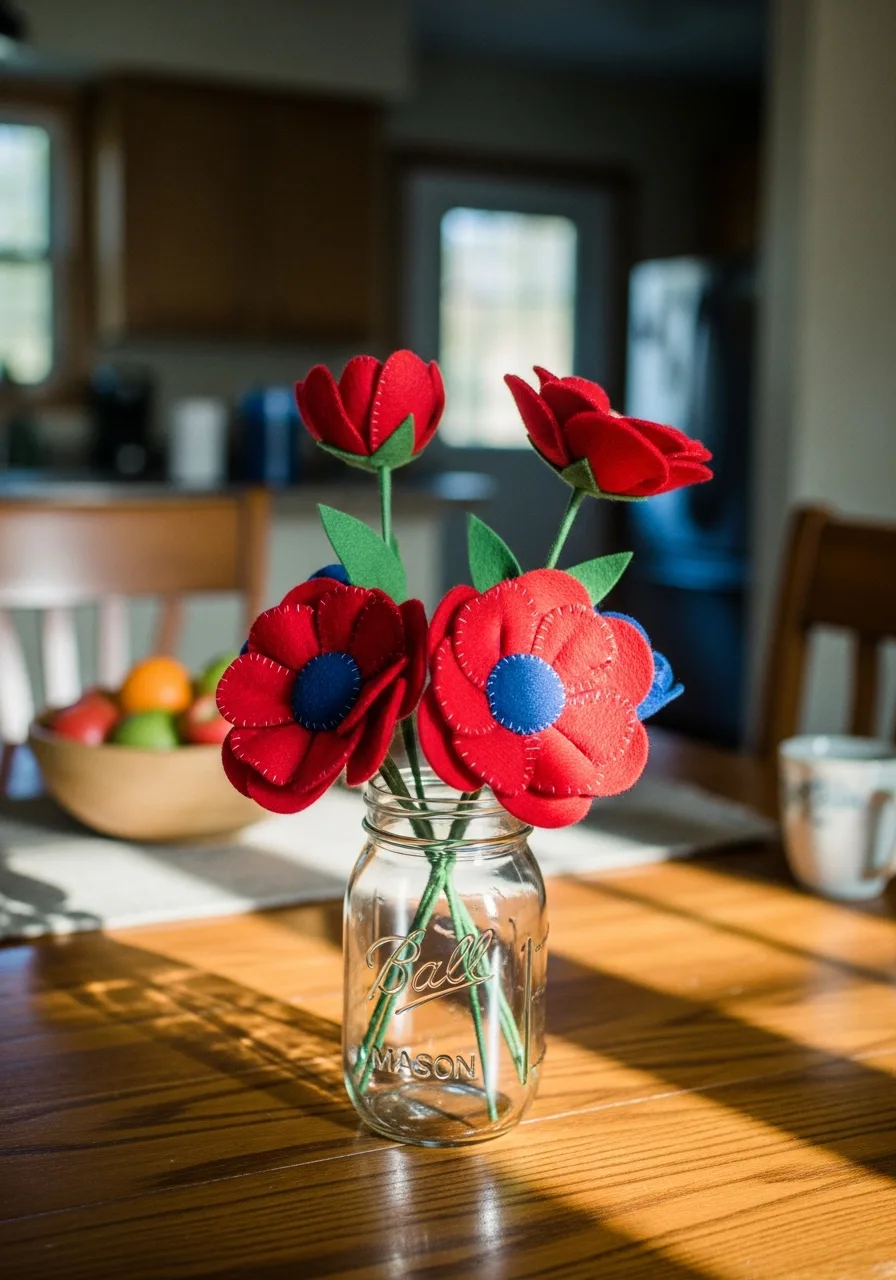 49. Red Felt Flowers