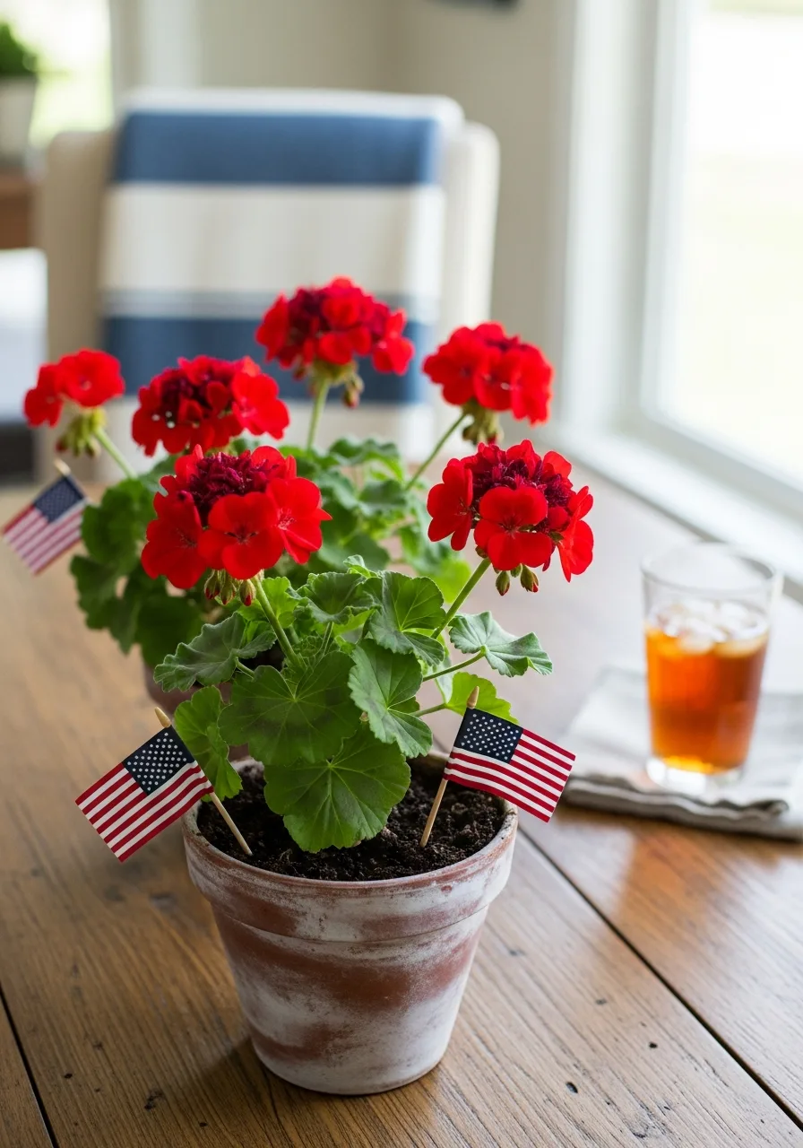 8. Red Geranium Pots