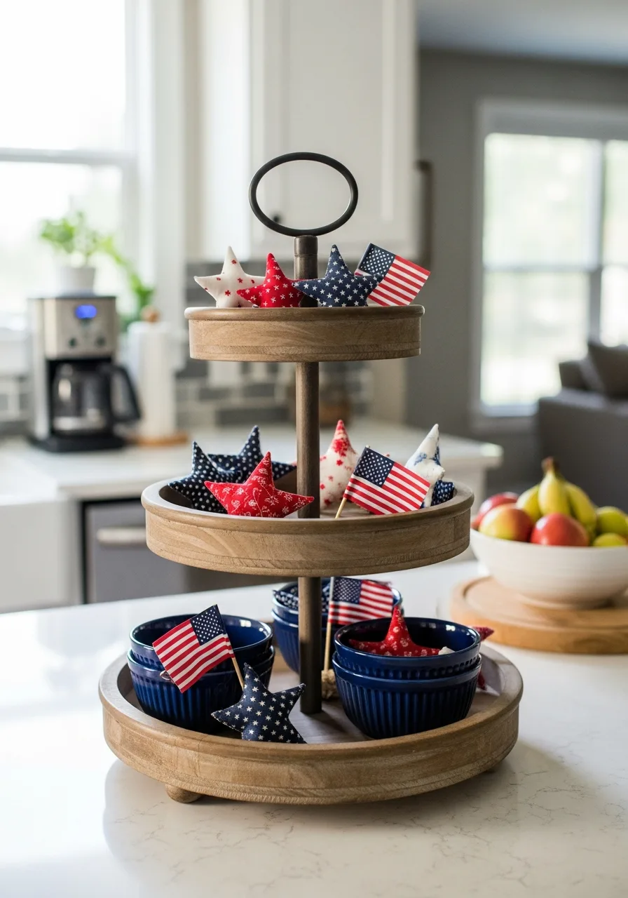1. Patriotic Tiered Tray Display