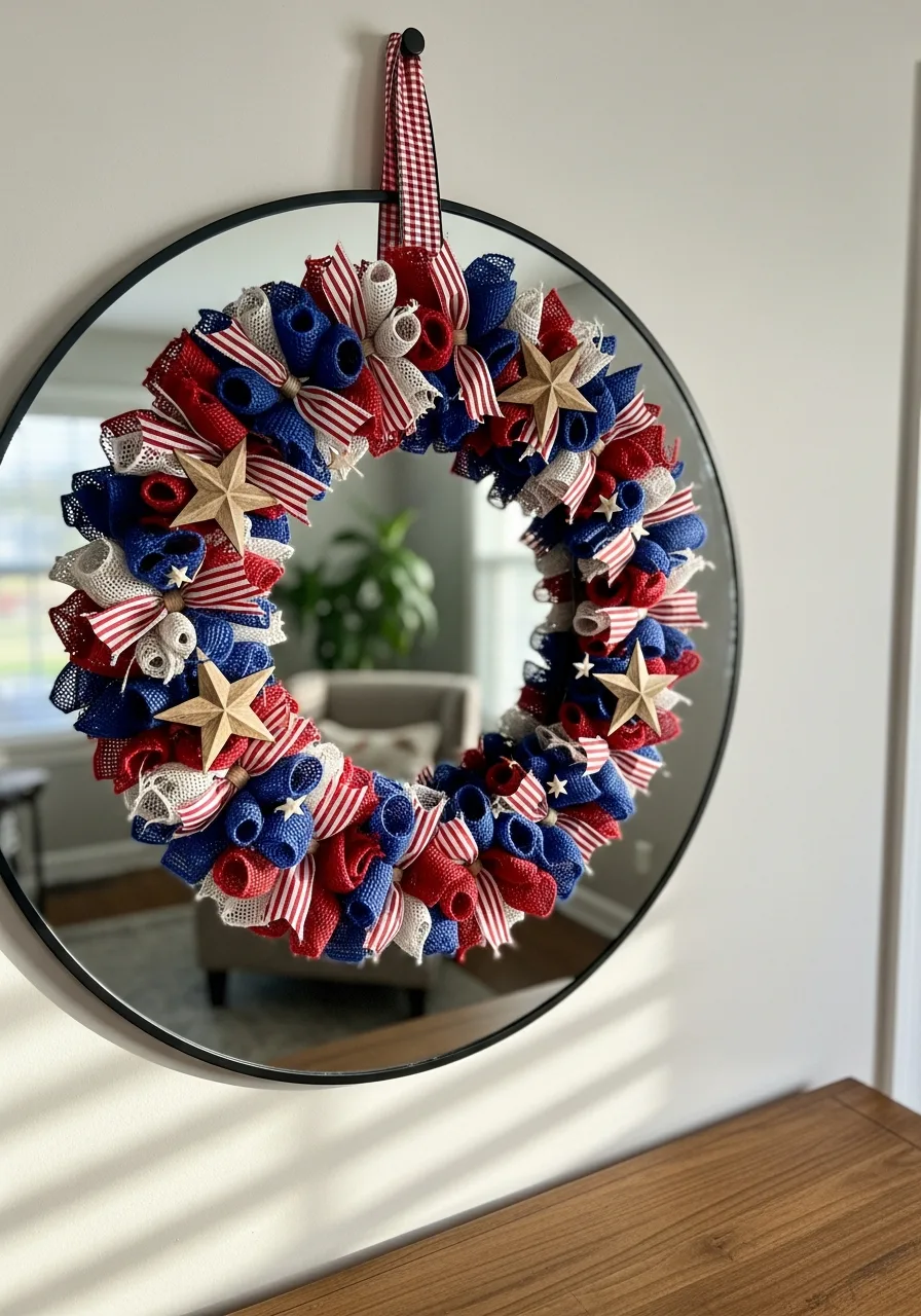 12. Indoor Patriotic Mirror Wreath