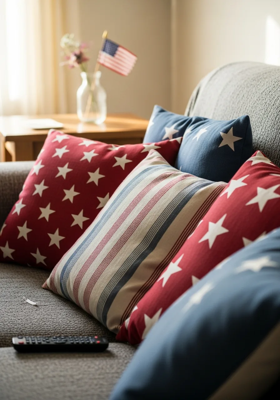 2. Red White Blue Pillow Covers