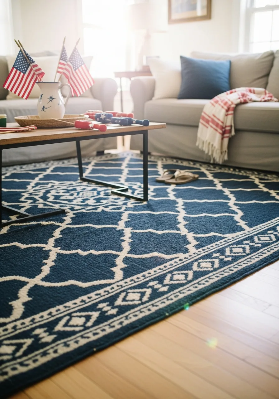 23. Blue Patterned Area Rug