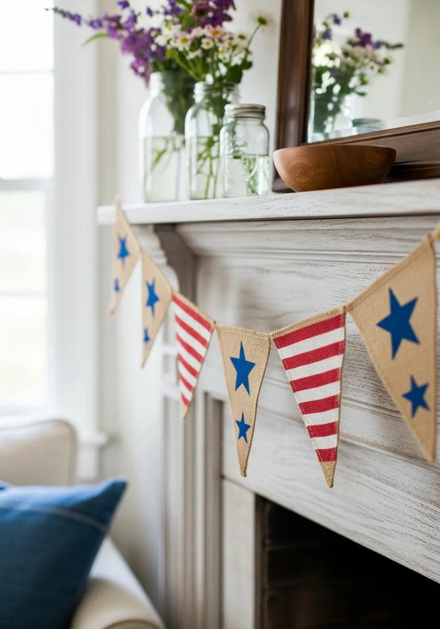 3. Rustic Burlap Mantel Banner