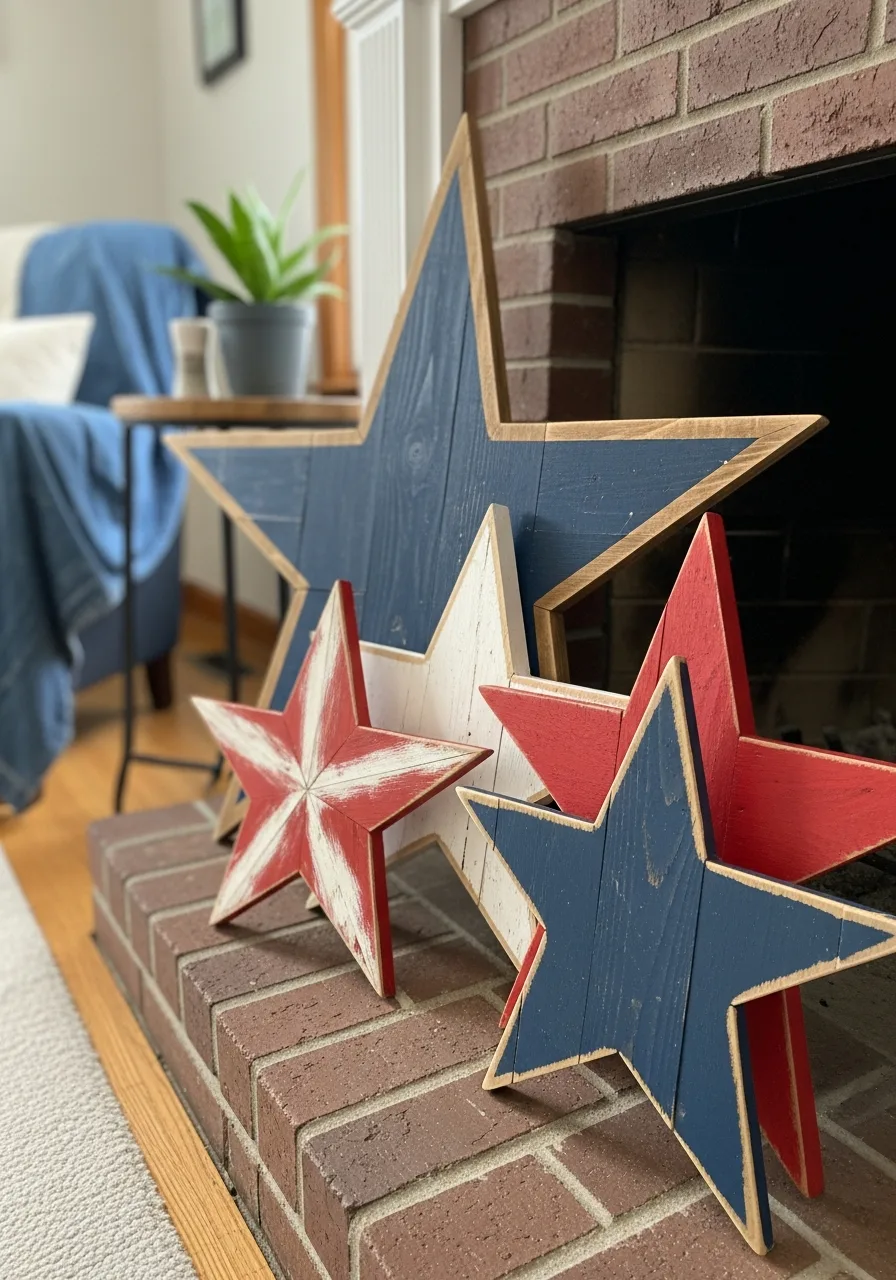 30. Large Painted Wood Stars