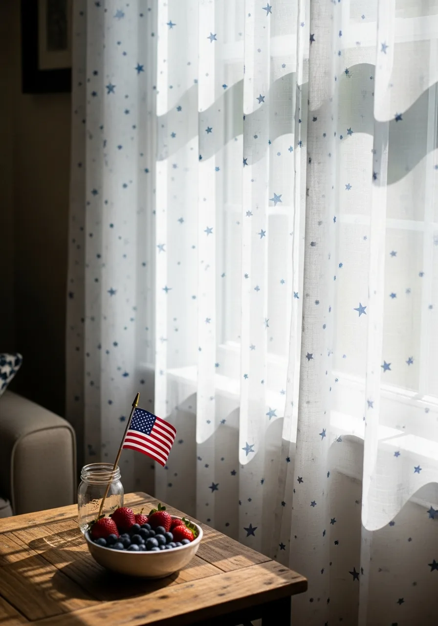 34. Star Patterned Sheer Curtains