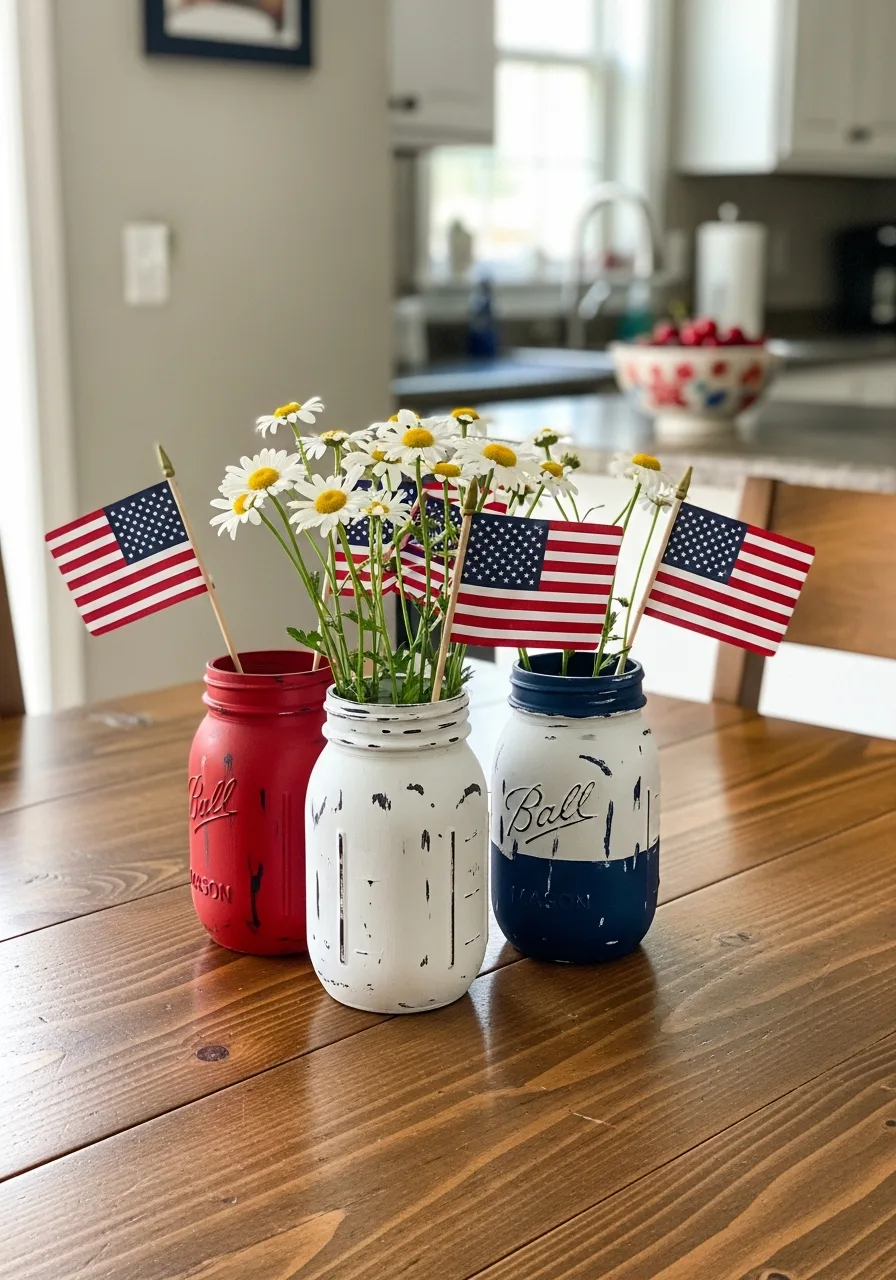4. Painted Mason Jar Centerpiece
