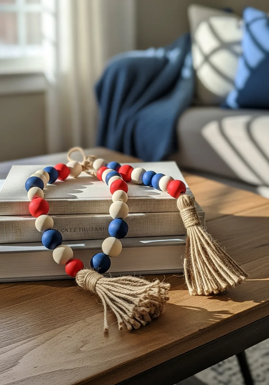 43. Patriotic Wood Bead Garland