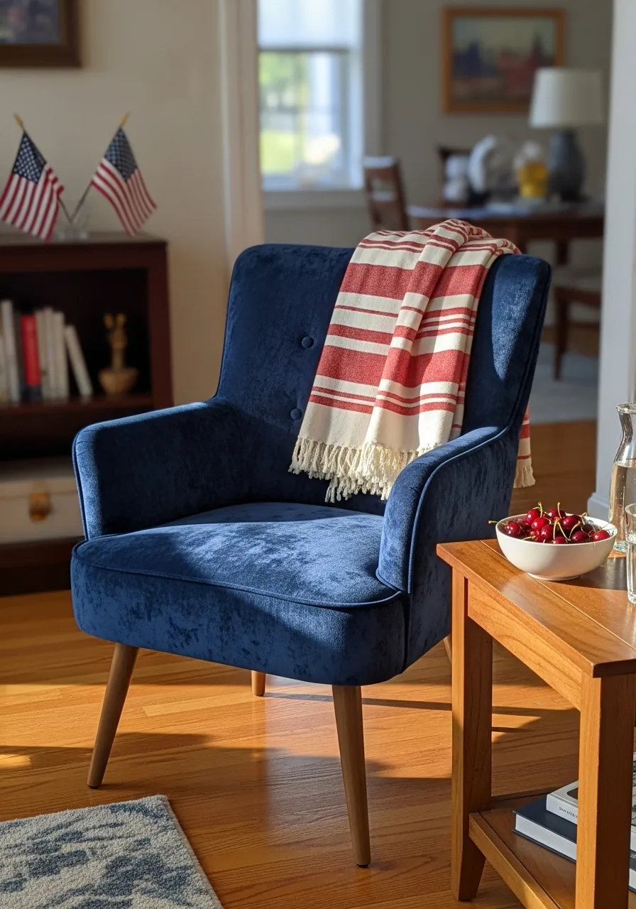 46. Blue Velvet Accent Chair
