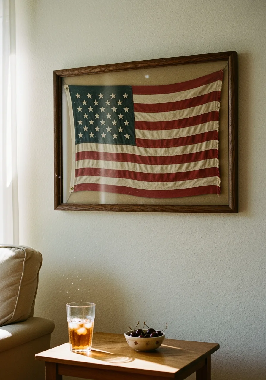 7. Framed Vintage American Flag