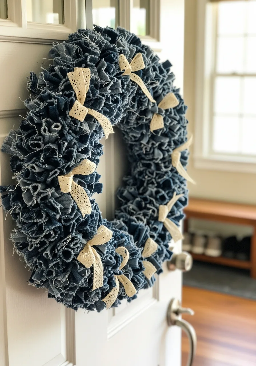 12. Denim and Lace Wreath