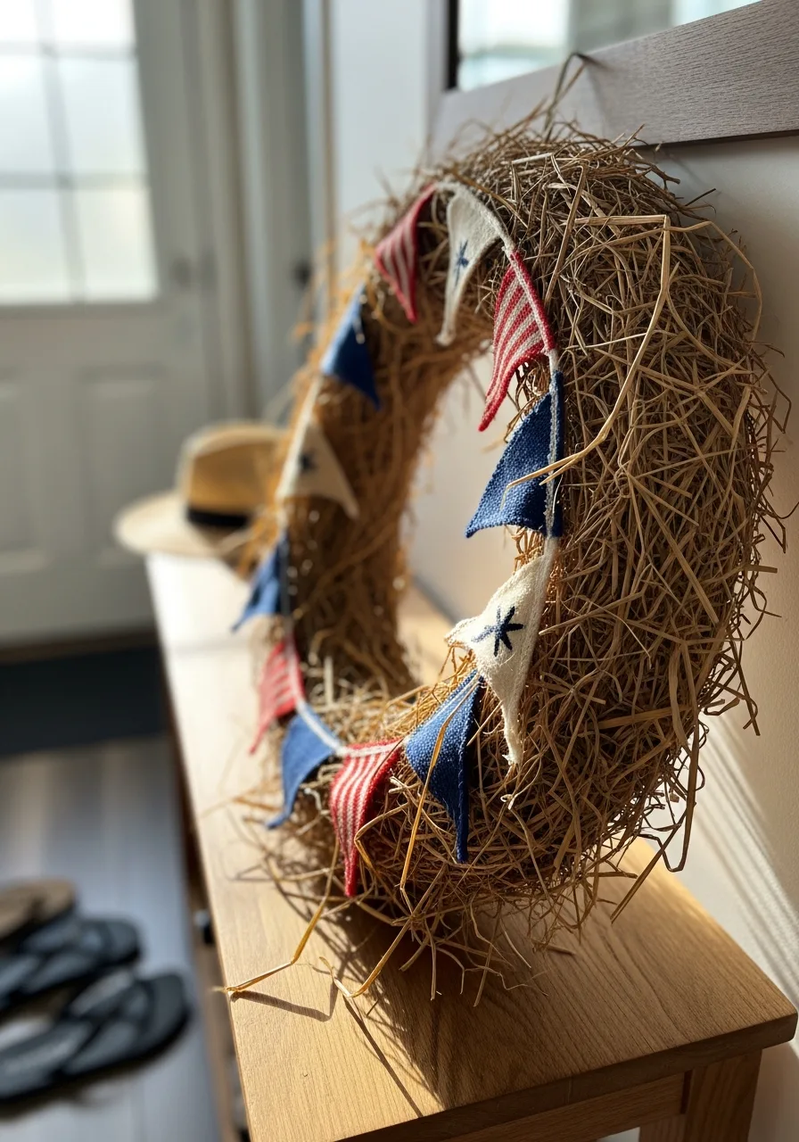 17. Straw Wreath with Bunting