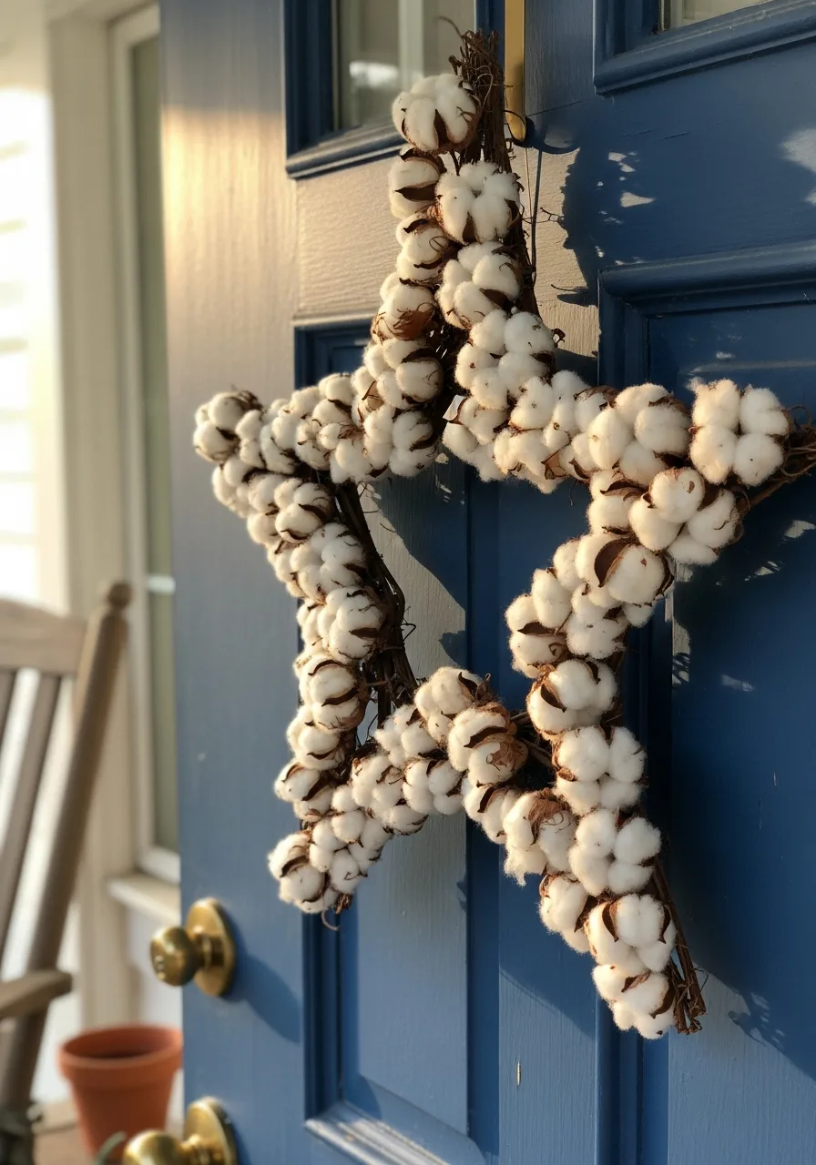 4. Cotton Boll Star Wreath
