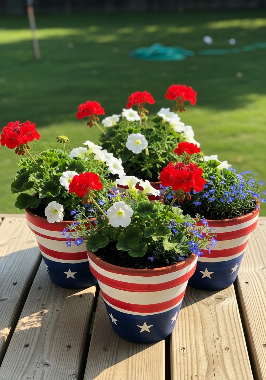 27. Patriotic Flower Pots