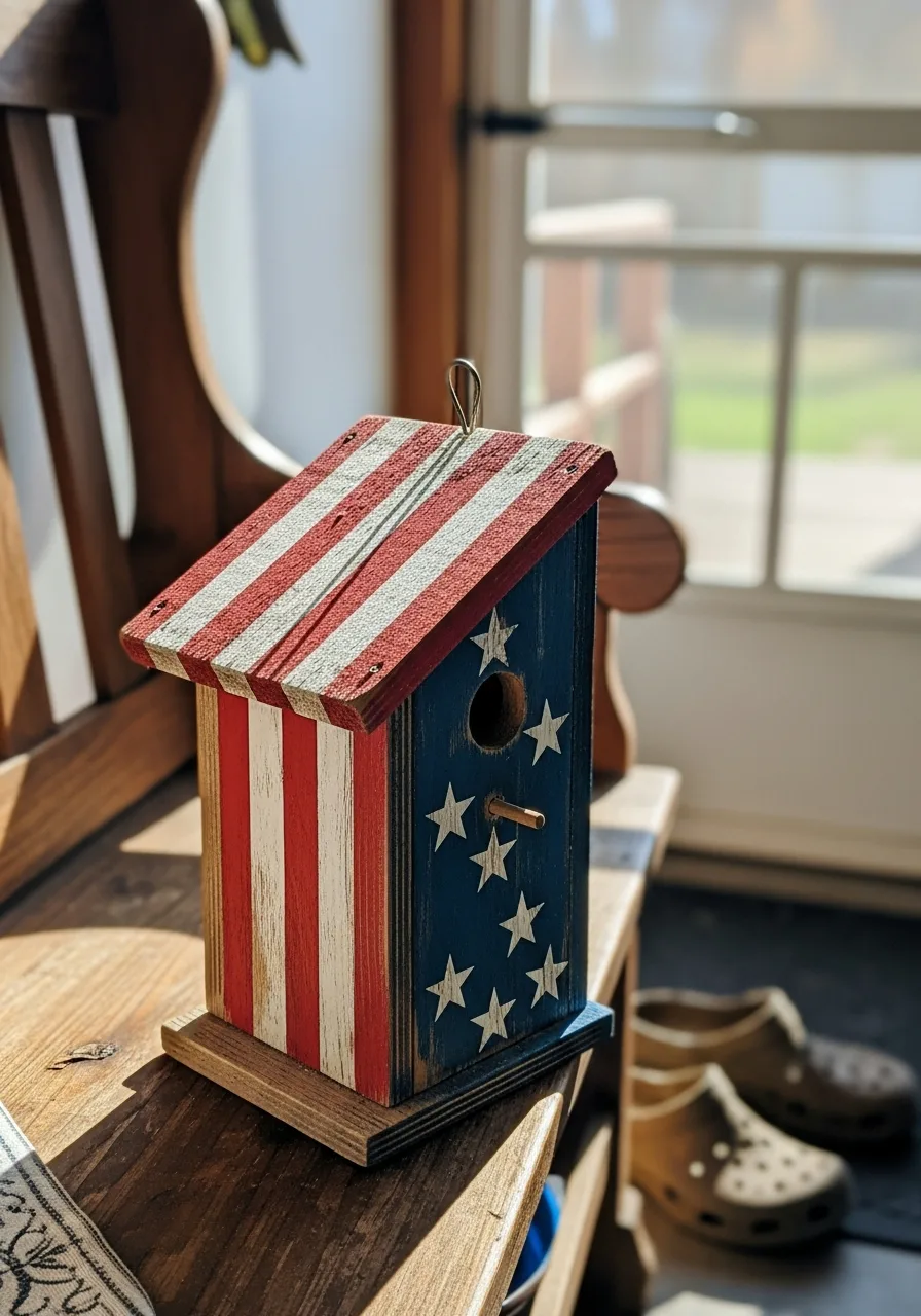 28. Flag Themed Birdhouse